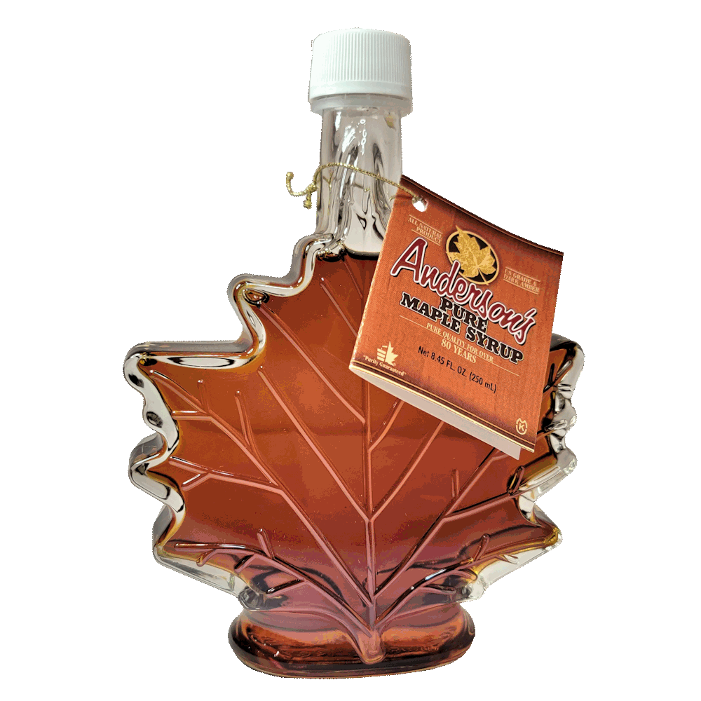 250ml. Maple Leaf Glass Bottle Pure Maple Syrup